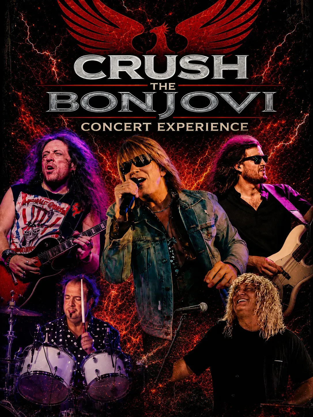 Concert poster collage of the band on stage