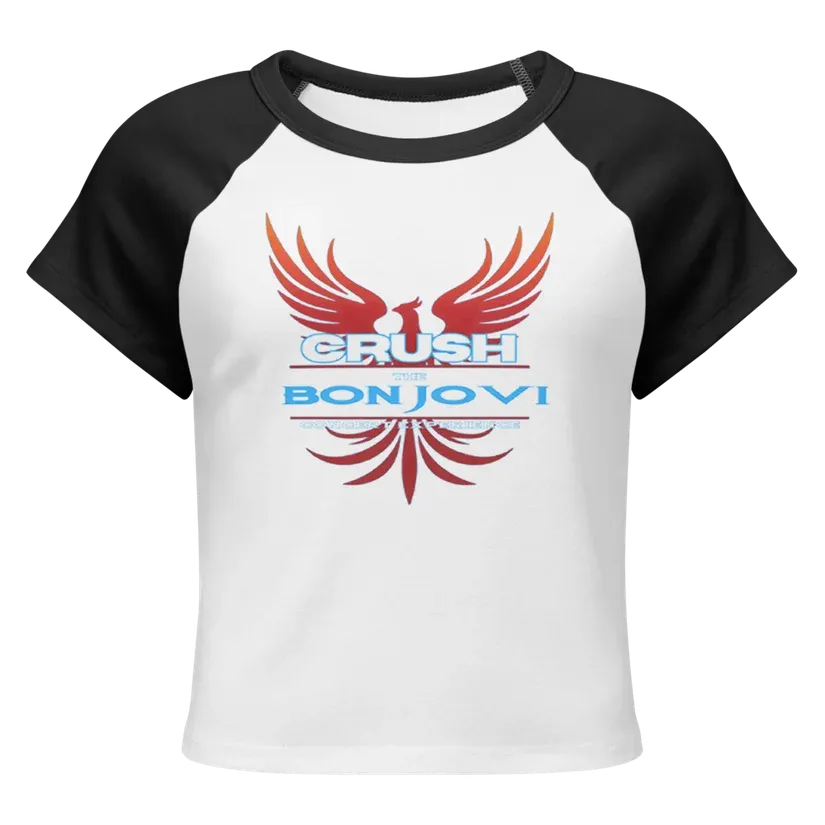 Women’s Micro Rib Raglan Baby Tee in the Crush winged logo print